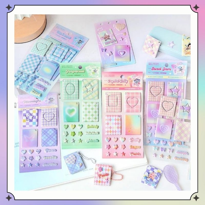 [J&T ONLY] 1 Lembar Sticker Spons Pvc Bingkai Foto Mini Motif Denim | Stiker Frame Id Photo Idol Kpo