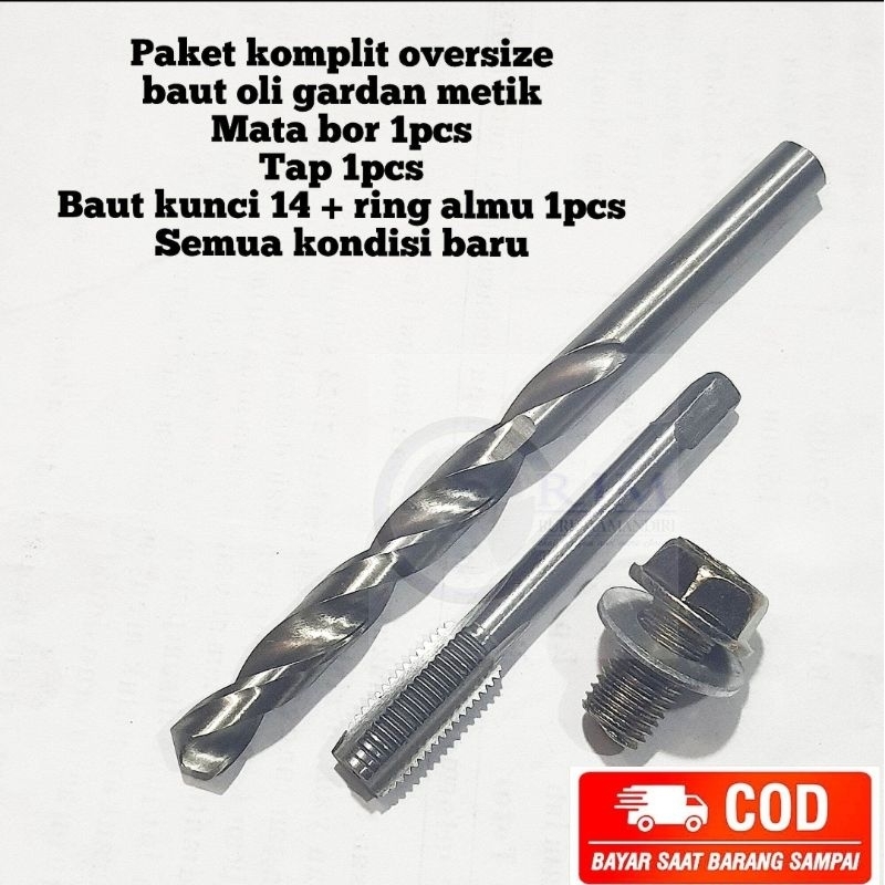 paket komplit reparasi baut oli gardan metik baut oversize baut 14 set tap n bor bukan mata bor nach