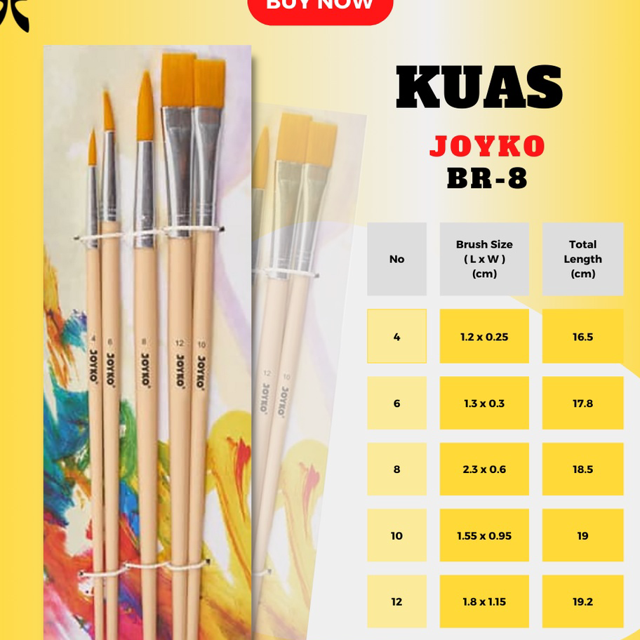 

Kirim Sekarang Kuas Lukis / Brush Joyko Set BR-8 Perlengkapan Lukis Original Termurah