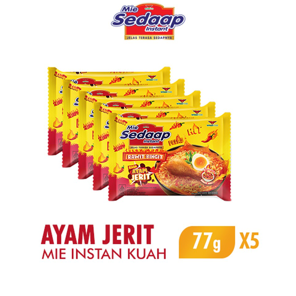 

➼➳✿✯ Sedaap Mie Instan Ayam Jerit 77gr x5 Stok Banyak