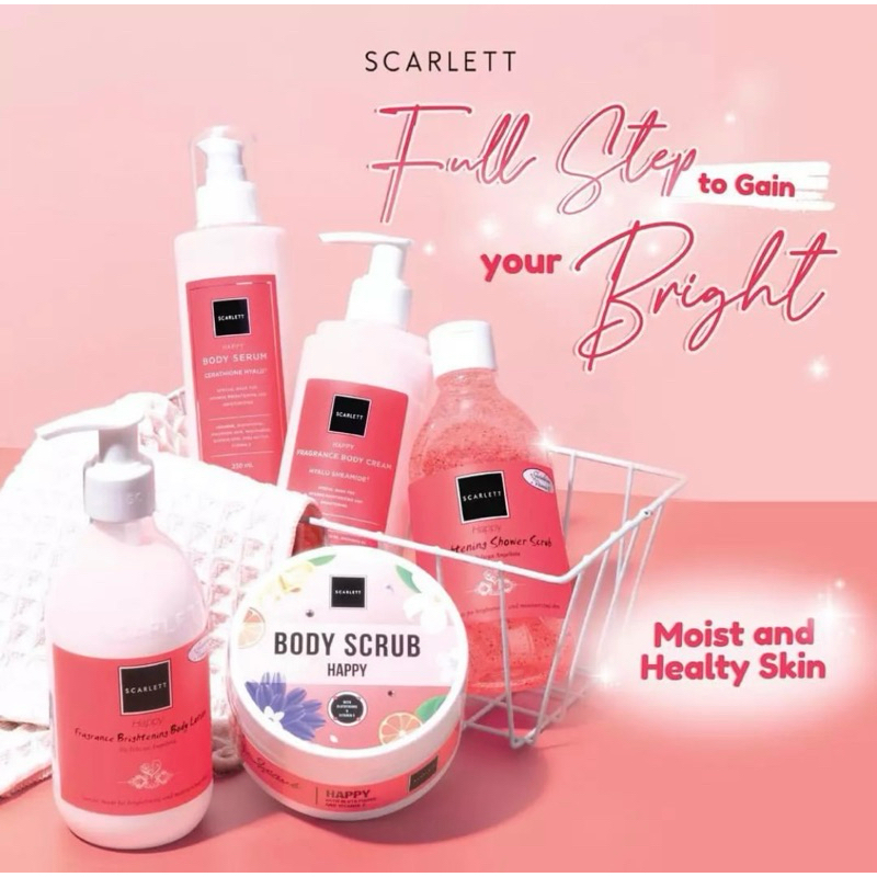 LaBeauty🩷SCARLETT WHITENING HAPPY ORIGINAL BPOM / BODY LOTION SERUM SCRUB SCARLETT PAKET SESERAHAN