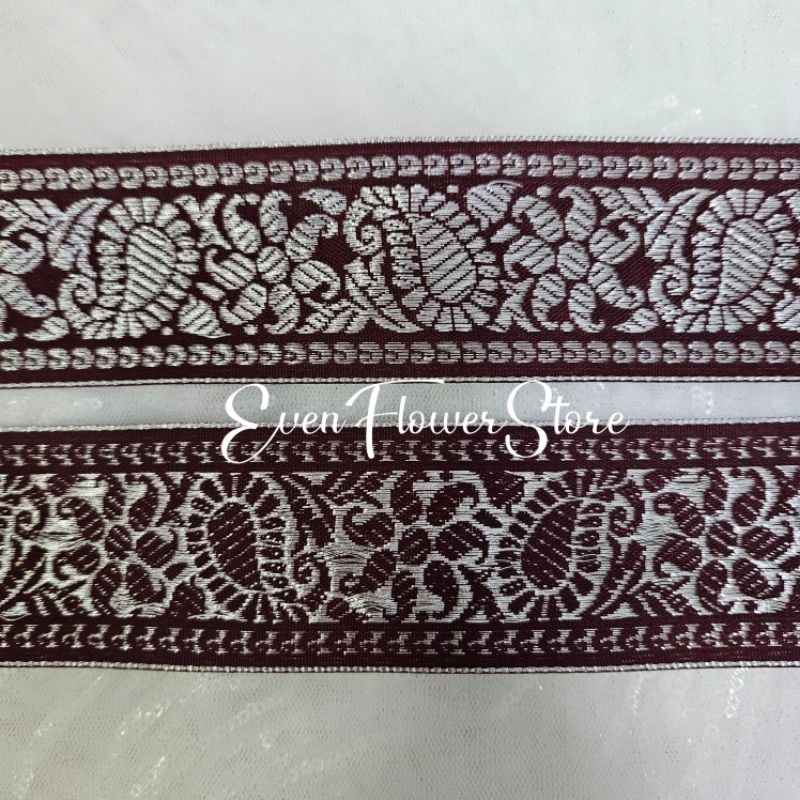 Per1roll Pita Gamis/Pita India/Renda Bordir Gold Silver Lebar 5Cm