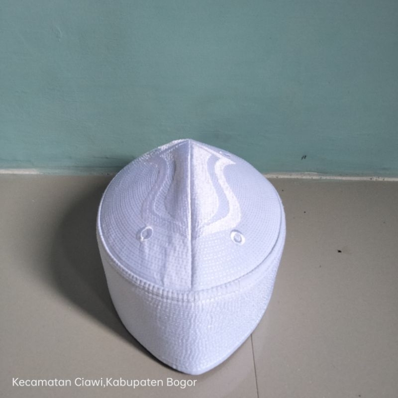 peci kopeah bordir logo terompah anak dan dewasa/peci terompah malaysia/peci haji putih