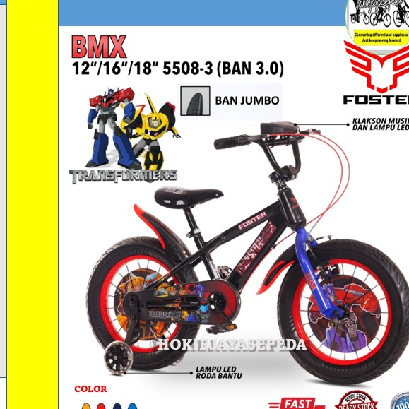 Produk Sepeda Anak BMX FOSTER TRANSFORMERS 5508  BAN JUMBO 3.0 FITUR musik dan lampu   (UMUR 4- 8 TAHUN)