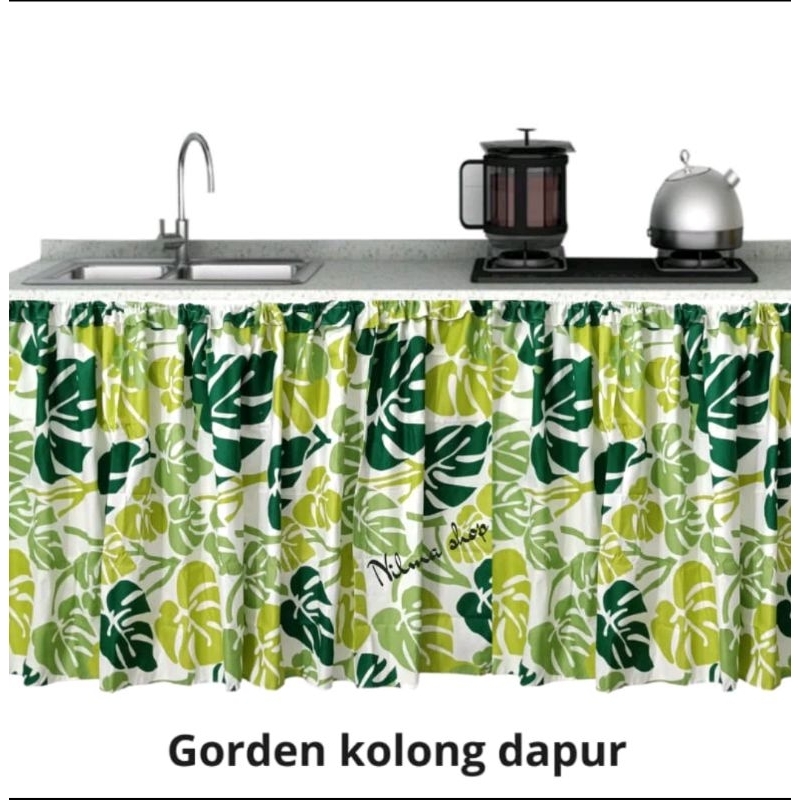 GORDEN KOLONG DAPUR MOTIF BUNGA HIJAU