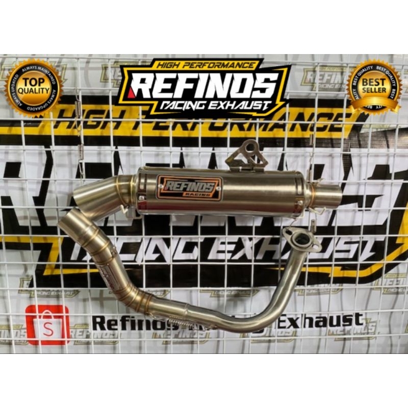 Knalpot Refinos Fullsistem Inlet 38 mm Stainless Leher Kolong Atas Ngacung Pnp Motor Beat Vario 110 
