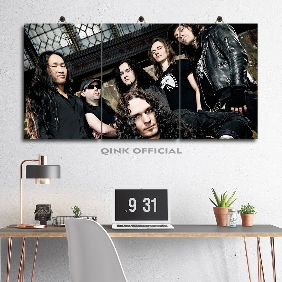 Pajangan Kamar Cowok Gambar Band Dragonforce 60X30 Multi Panel / Poster Kamar Pria Personel Band Dra