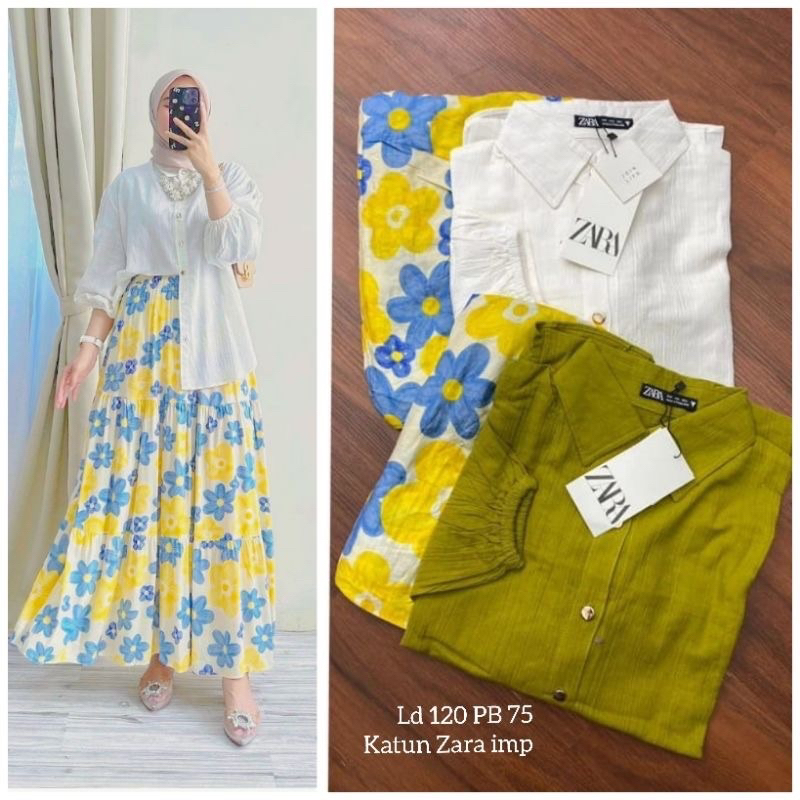 FELICIA SET ATASAN DAN ROK BAHAN RAYON BUNGA MIX CRINKEL/SETELAN WANITA BAJU DAN ROK/ONE SET ROK WAN