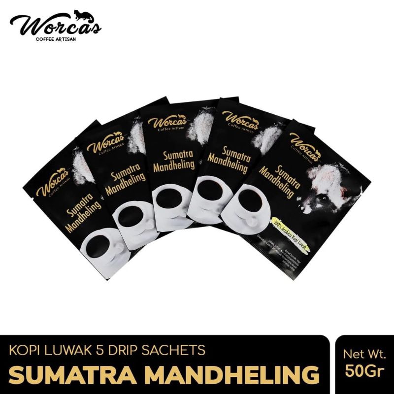 

WORCAS kopi luwak Mandheling Drip sachet isi 5's (10g)