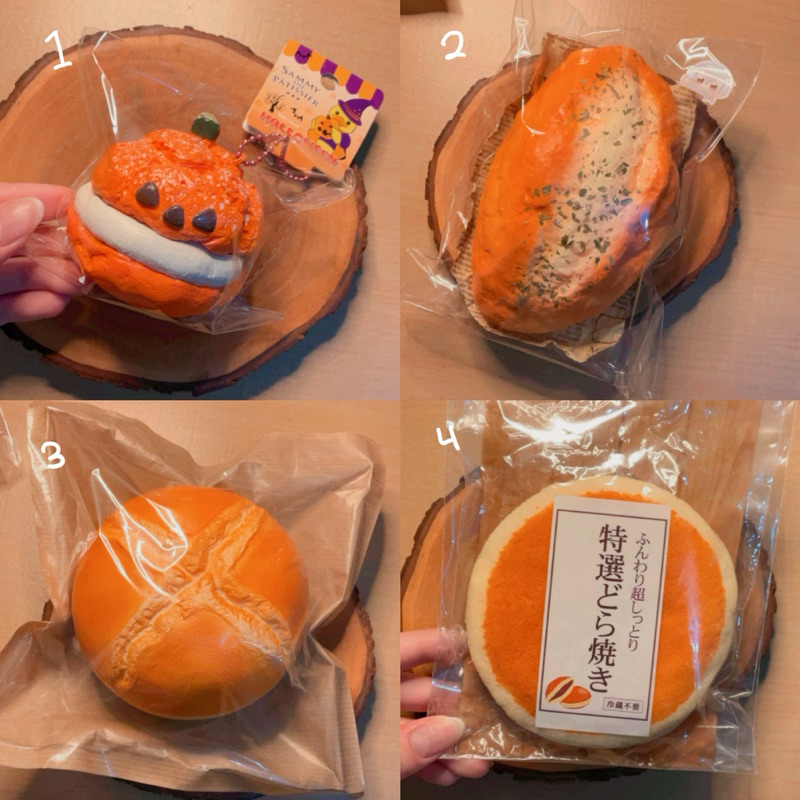 FLASHSALE BREAD/ RARE SQUISHY (sammy pumpkin, luna tabby garlic bread, miniso cross bun, jane doraya