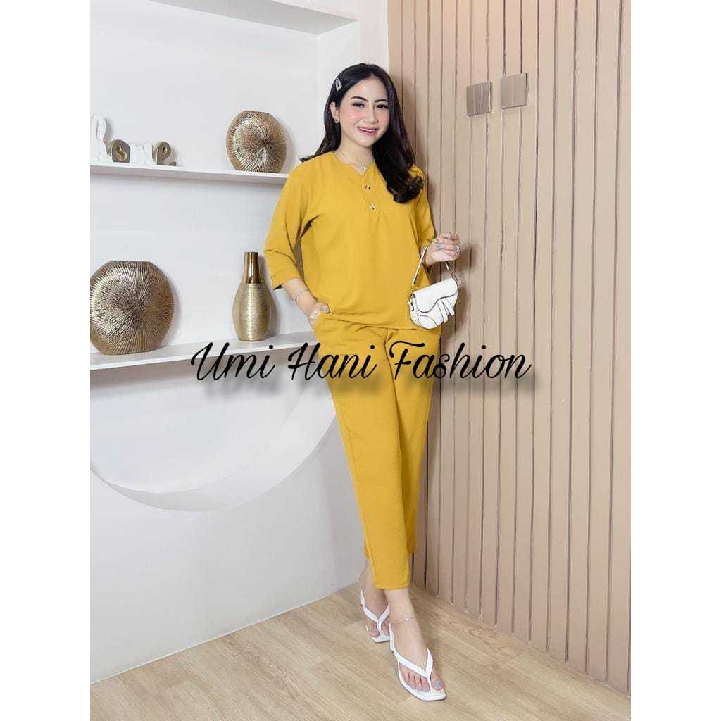 Setelan Crinkle Airflow Panjang Jumbo