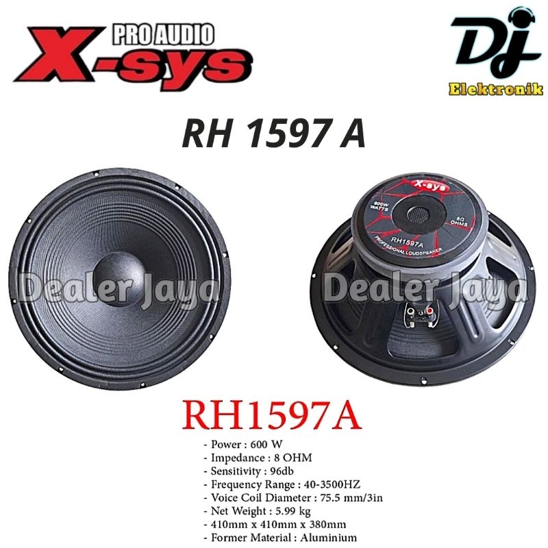 Speaker Komponen Xsys / X-sys RH 1597 A / RH1597 A - 15 inch