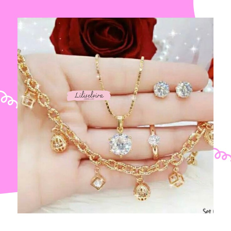 Set perhiasan xuping lapis emas wanita mata satu  mewah