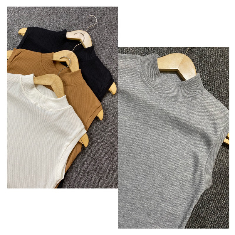 Inner Knit Rib Turtleneck | Manset tanpa lengan | Kutung | Manset Buntung