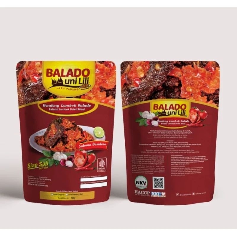 

MD BPOM Dendeng Lambok balado merah / hijau 120 gr Daging Sapi khas Minang by Uni Lili MD BPOM