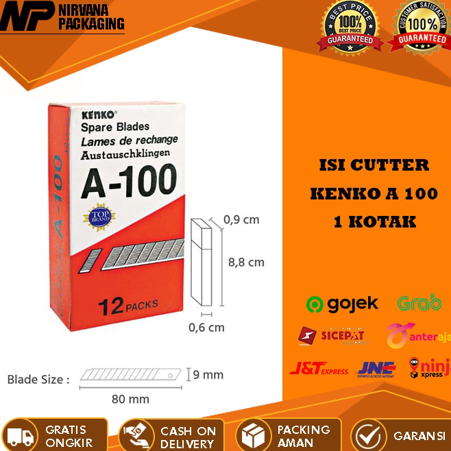 

➠❉✳ ISI PISAU CUTTER CUTER KECIL KENKO A 100 A100 A-100 REFILL KATER SEKOTAK (12 TUBE)