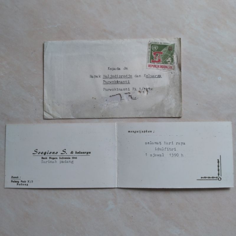 

Koleksi Korespondensi Kuno Jadul Sampul + Isi Kartu Selamat Idul Fitri 1970 - YN806