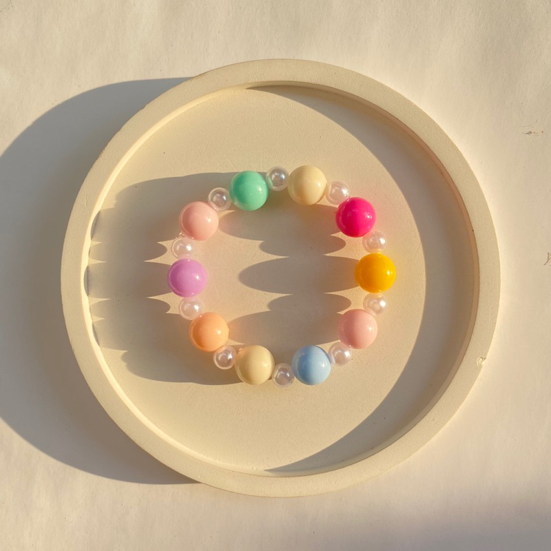 Beads bracelet rainbow pearl / gelang manik mutiara warna warni