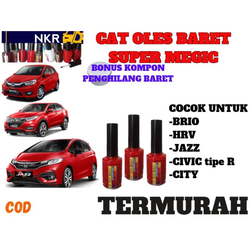 CAT OLES BARET HONDA BRIO,HRV,JAZZ MERAH ,CAT OLES PEMGHILANG BARET HONDA JAZZ,CIVIC ,BRIO,HRV,CITY 