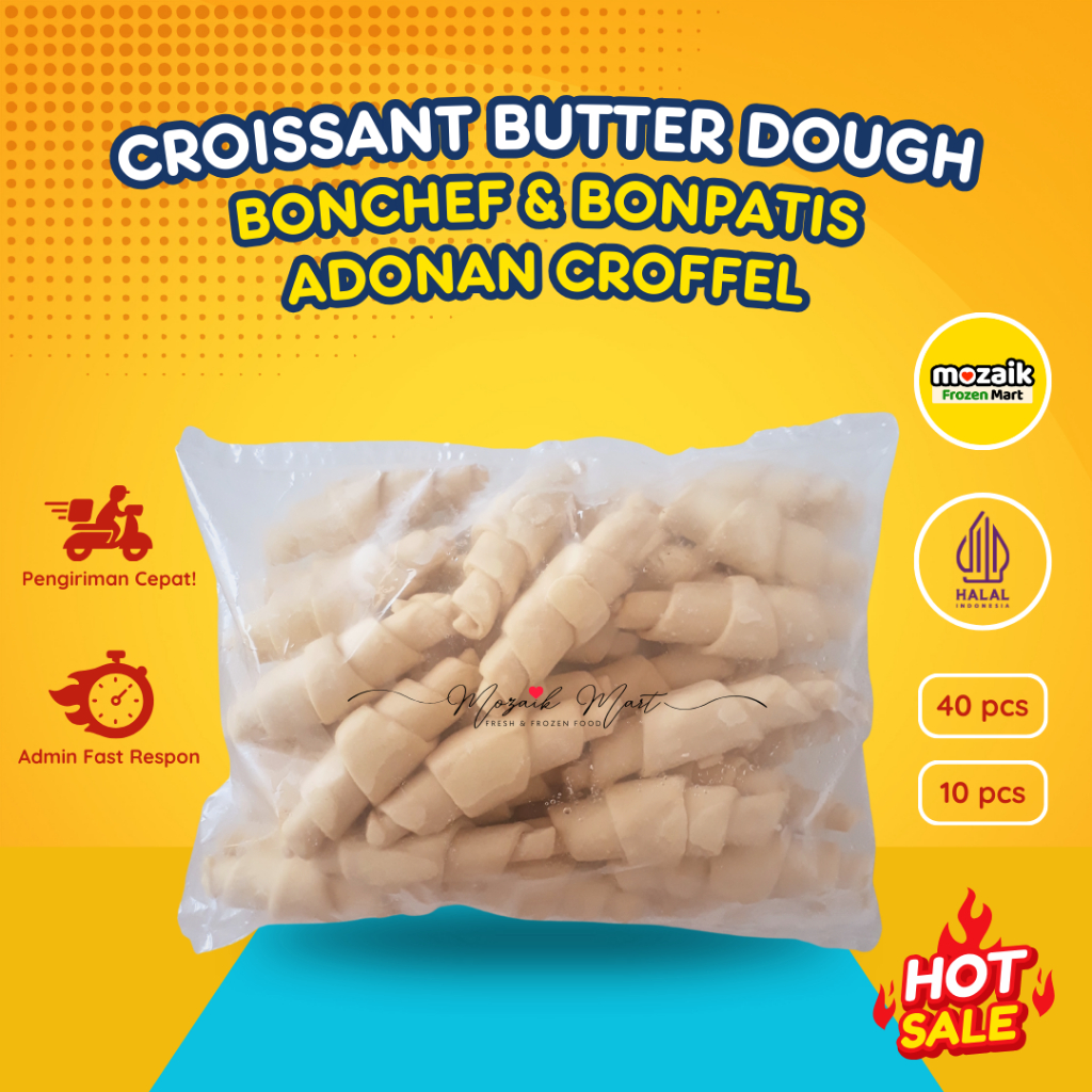 

Croissant Butter Dough Frozen BonChef BonPatis Dus Karton-Adonan Croffel Croffle Crofel Puff Pastry