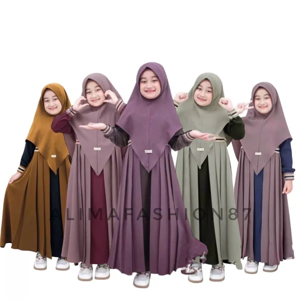 FAEYZA GAMIS KIDS SYARI SET KHIMAR | SET MUSLIM ANAK PEREMPUAN KEKINIAN