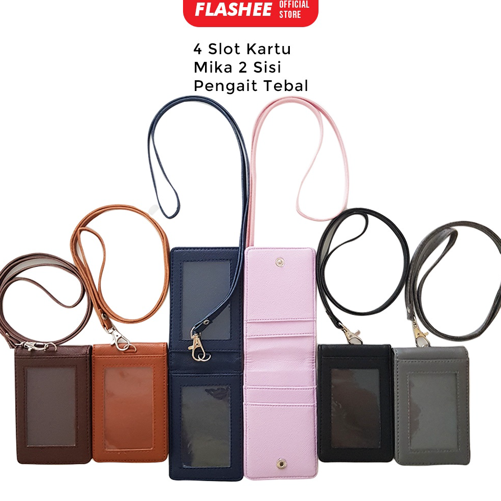 

12.12 Promo >> Lanyard ID Card Holder Name Tag Kulit Dua Sisi Bolak Balik Mika Kancing Termurah Berkualitas