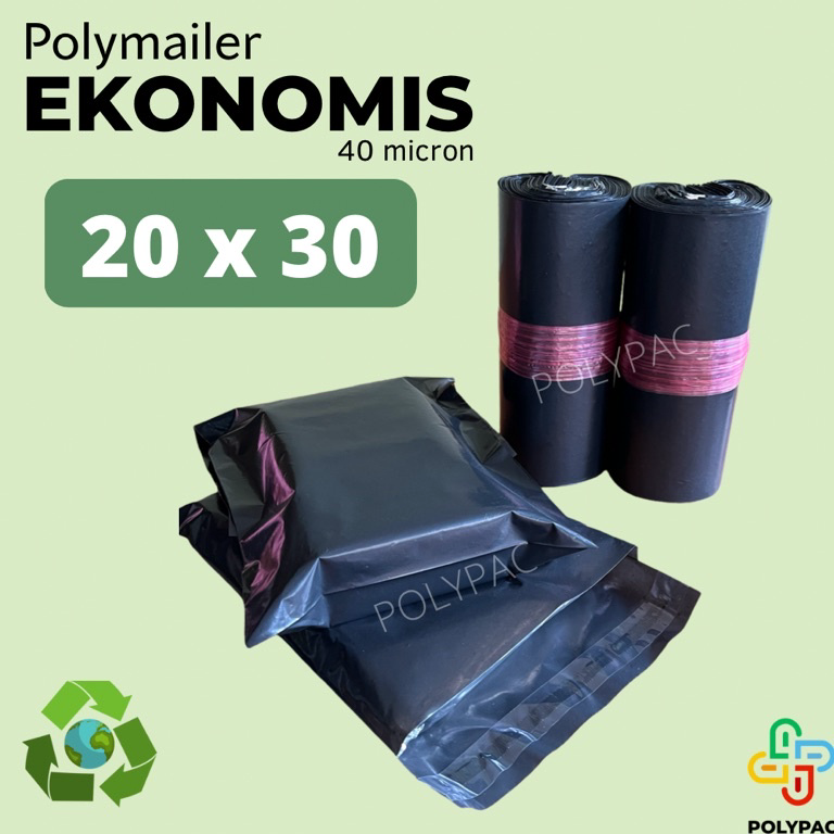 

9.9 Promo >> Polymailer Hitam HD Ekonomis [20x30] isi 100 pcs - Polymailer Lem
