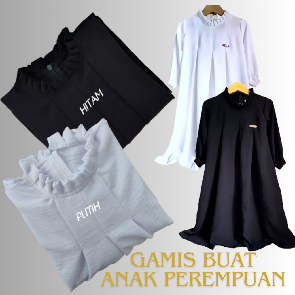 baju gamis anak 3 tahun perempuan cringkle bahan aden fashion muslim buat lebaran terbaru