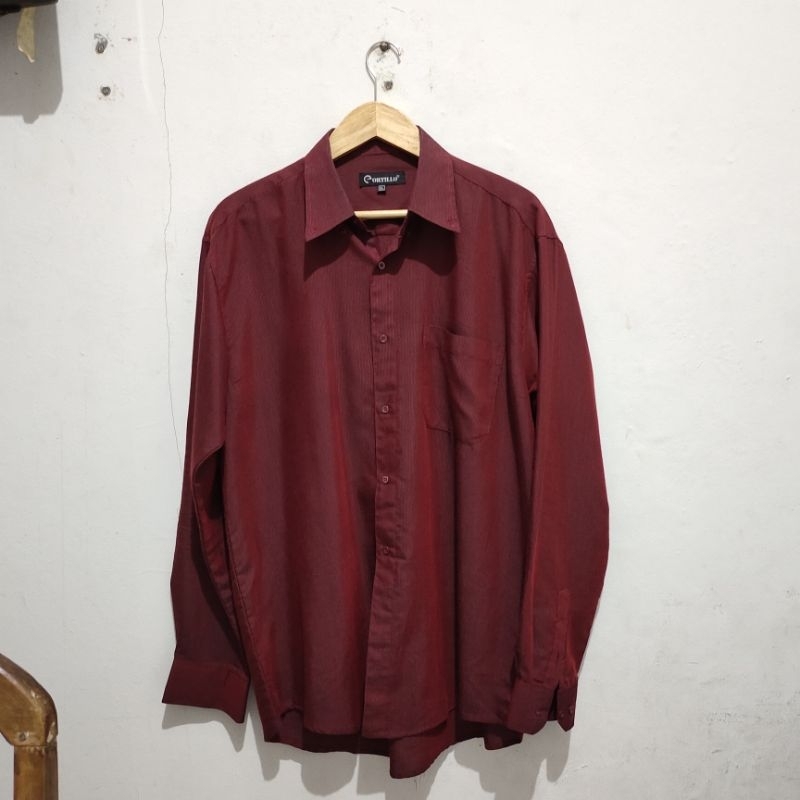 preloved kemeja pria jumbo lengan panjang motif garis-garis