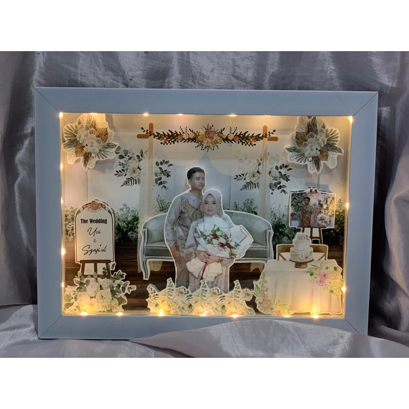 pop up 3d frame kado hadiah pernikahan wedding nikahan free lampu