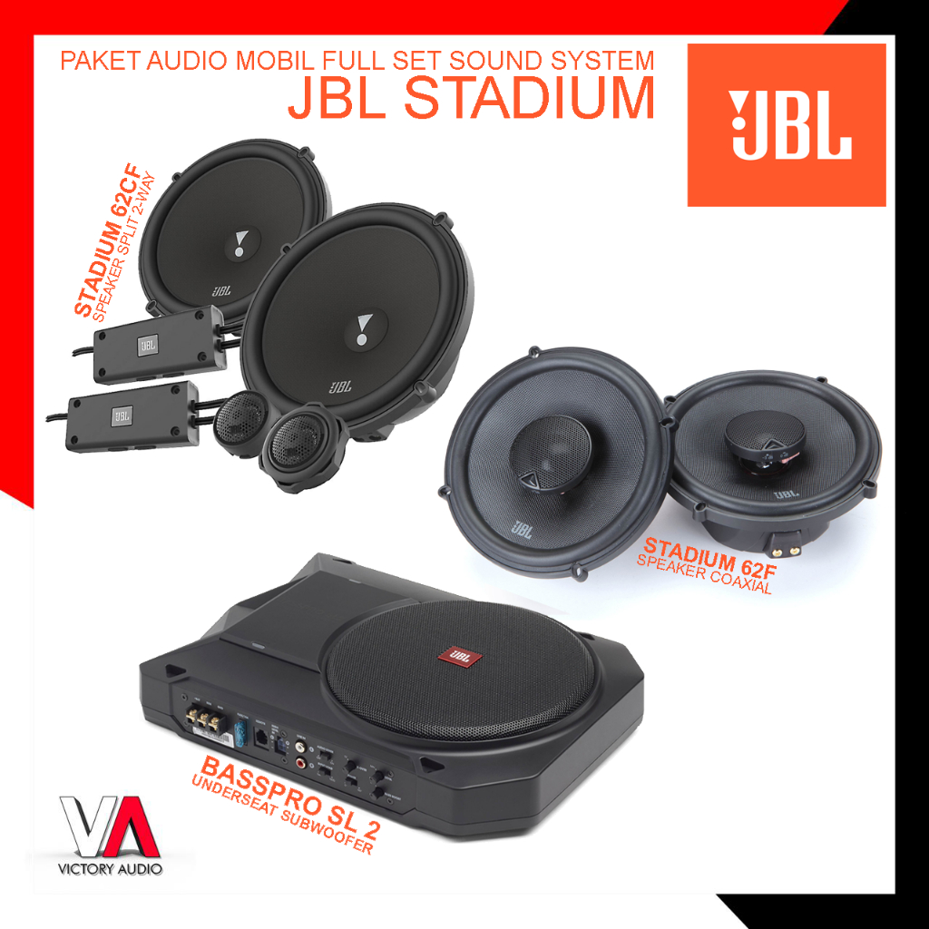 Paket Audio Mobil Full Set Sound System JBL STADIUM for High End SQ Sound Quality Speaker Split 2-Wa