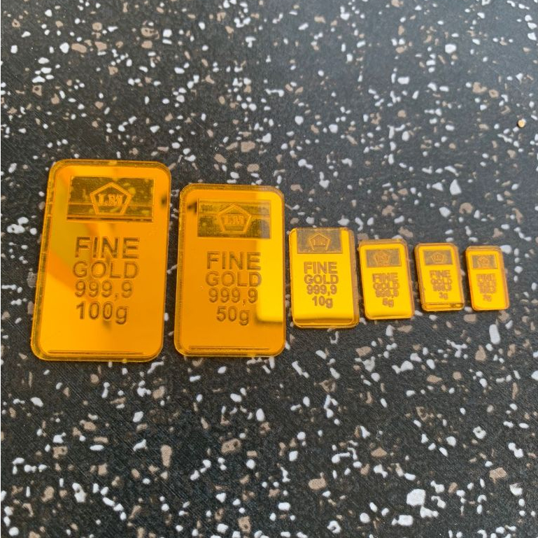 Replika Logam Mulia Emas Batangan Akrilik Mirror Gold
