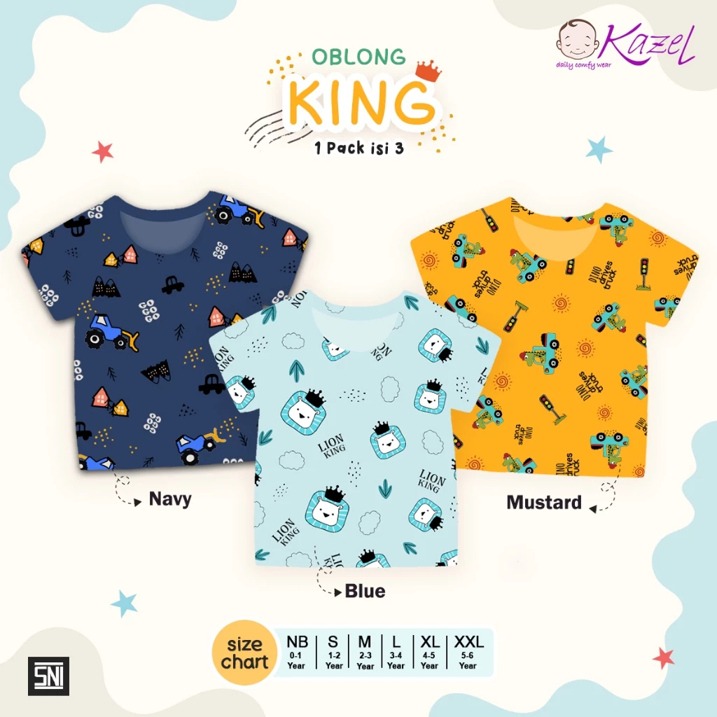 ECER  KAZEL KAOS OBLONG TIPIS ATASAN ANAK BAYI KING EDITION