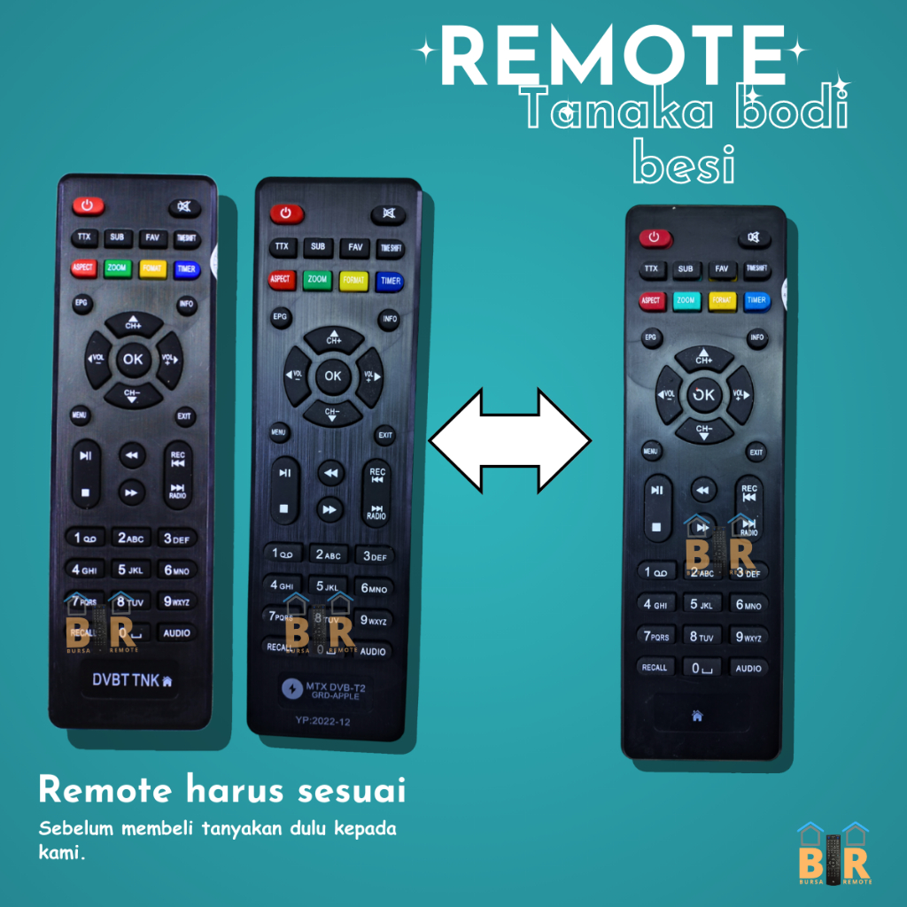 Remot Remote STB Parabola Tanaka Modi DVB Tnk T2 / SET TOP BOX DVB T2 TANAKA