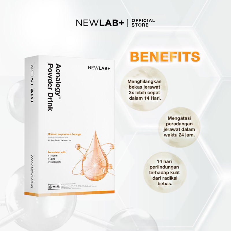 Newlab Acnalogy Powder drink MINI 125gr Mini Box Newlab+ New Lab minum jerawat minuman antioksidan kecantikan wajah drink HALAL 125 gr NEWLAB NEWLAB+ travel pack