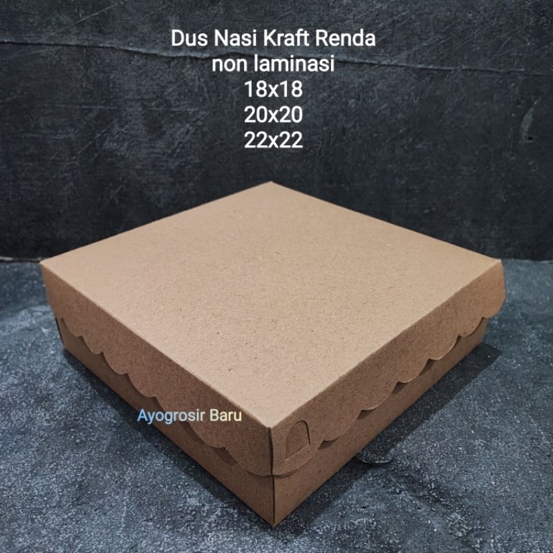 Dus Nasi Kraft RENDA 22x22 per 50 pcs Kotak Catering non laminasi