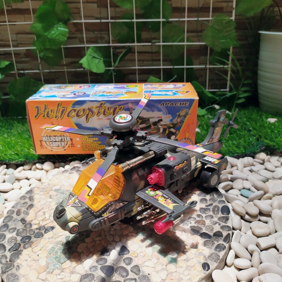 HELICOPTER SUPER FORCE APACHE BUMP GO NYALA BUNYI - MAINAN ANAK HELI