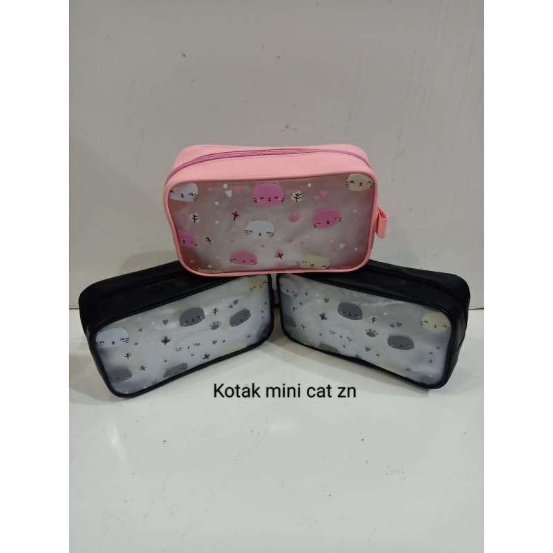 Pouch Kosmetik Kotak mika Motif Kucing