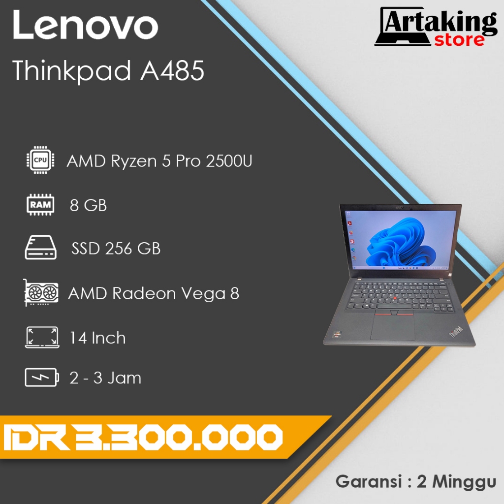 Lenovo Thinkpad A485 - AMD Ryzen5 - SSD 256 gb