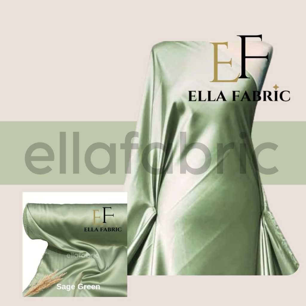 BAHAN KAIN SATIN PER KELIPATAN 1/2 (SETENGAH) Meter Satin Velvet Premium Sage Green