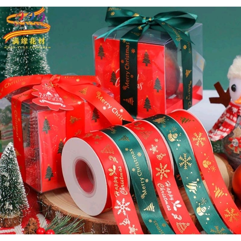 

(Permeter) Pita Satin Edisi Merry Christmas Pita Hampers Motif Natal