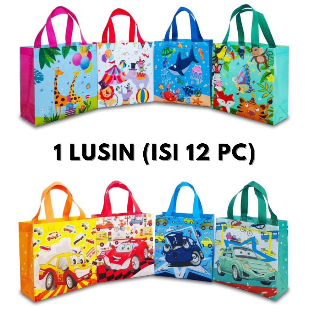 

iDk90 1 Lusin ( isi 12 pcs ) Tas Spunbond Laminasi 21x22x11 Lipat Samping & standing / Tas Serba