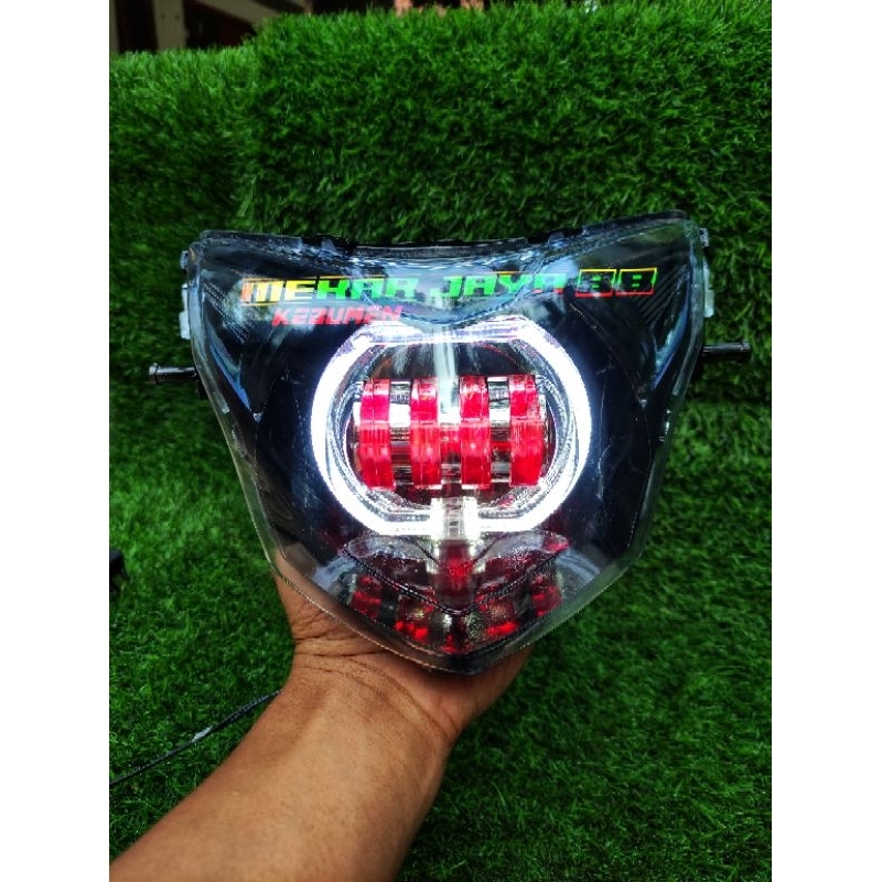 REFLEKTOR LAMPU DEPAN LED BILED 4 LENSA JUPITER MX NEW 135 PROJIE