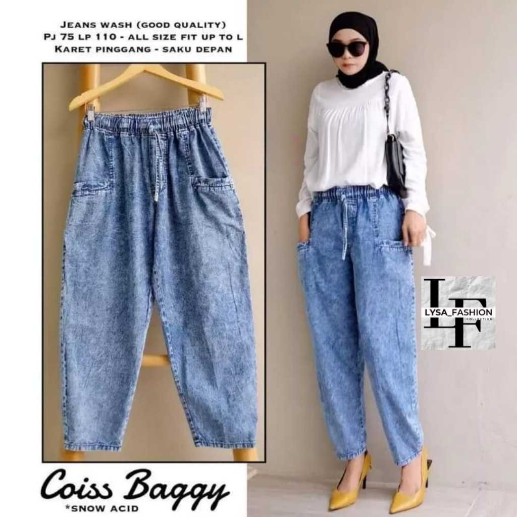 Celana jeans korea style wanita Baggy pants jeans