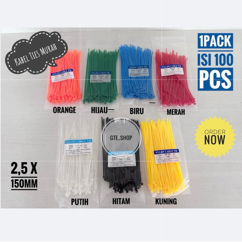 

Kabel Ties Warna 15cm(150mm) PROMO TERMURAH Cabel Tie Warna
