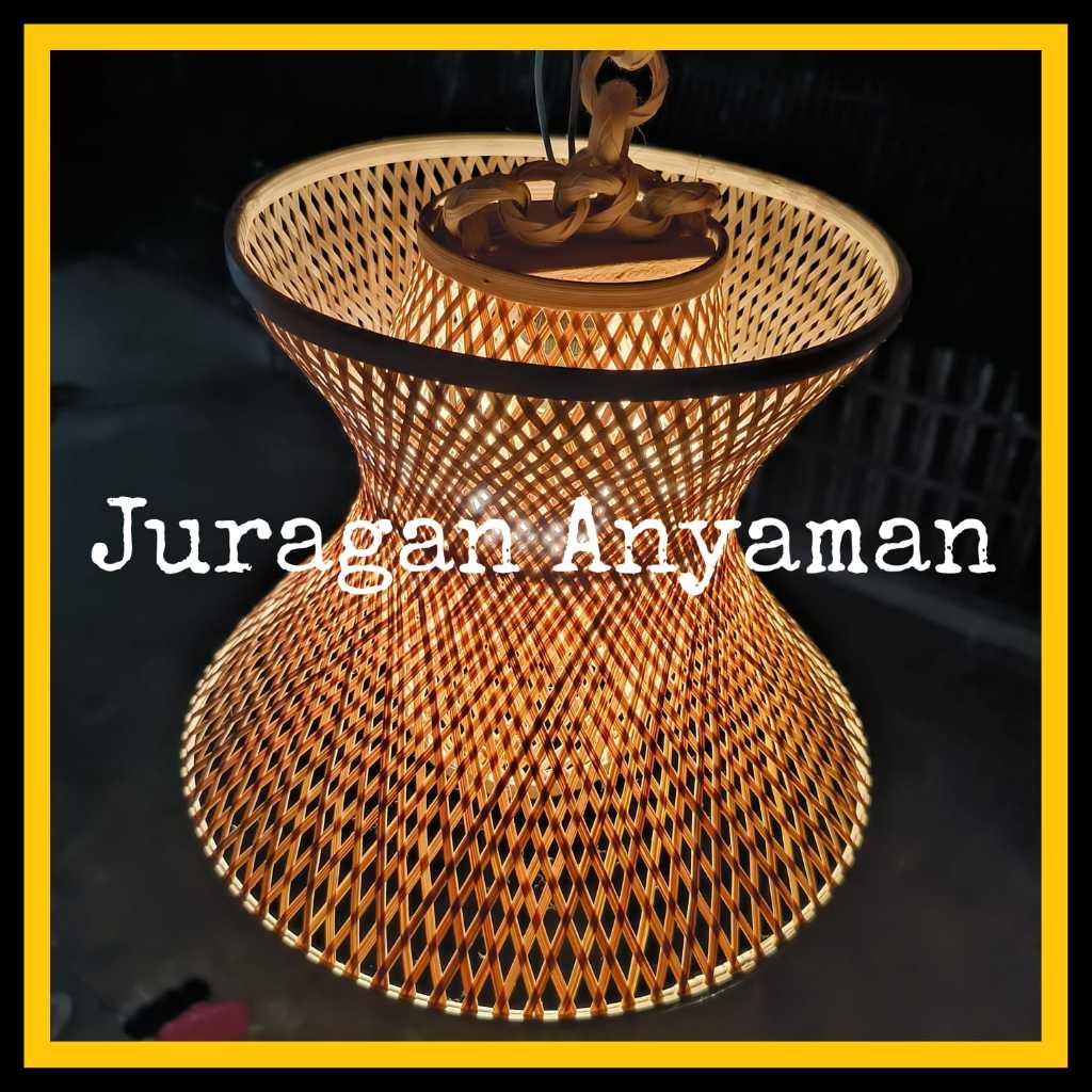 Kap Lampu Gantung Estetik Anyaman Bambu Model N  Dekorasi Ruangan Minimalis Cafe Resto Resort Villa 