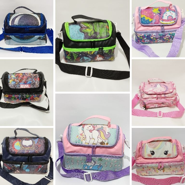 Special Price.. Tas Bekal Anak 2 Susun Medium Karakter Unicorn Frozen Astronot Starwars Bola Avenger