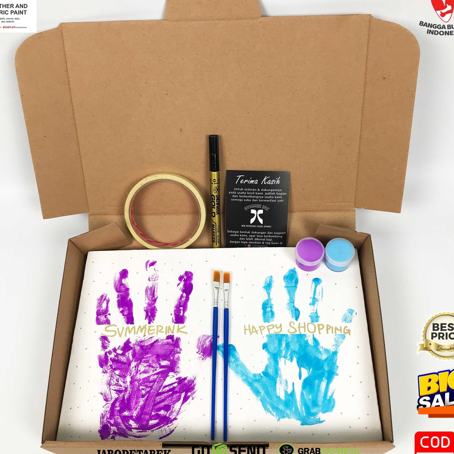 

↓➺✹ Hand Printing Painting Kit / Canvas Lukis Tangan Couple Goals Kit Set Cat Akrilik Termurah - Svmmerink