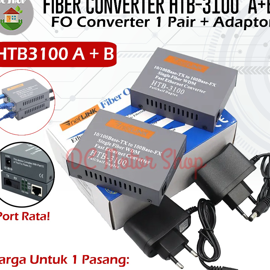 Buruan Beli HTB3100 Media Converter Fiber Optic / FO Converter 1 Pair 100 Mbps Fiber Optik  RJ45 HTB