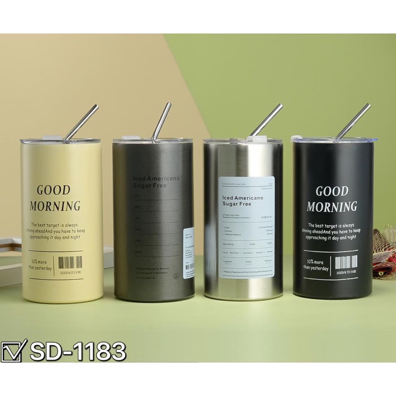 Botol Minum Stainless Steel 600ML / Termos Cangkir Kopi dengan Sedotan